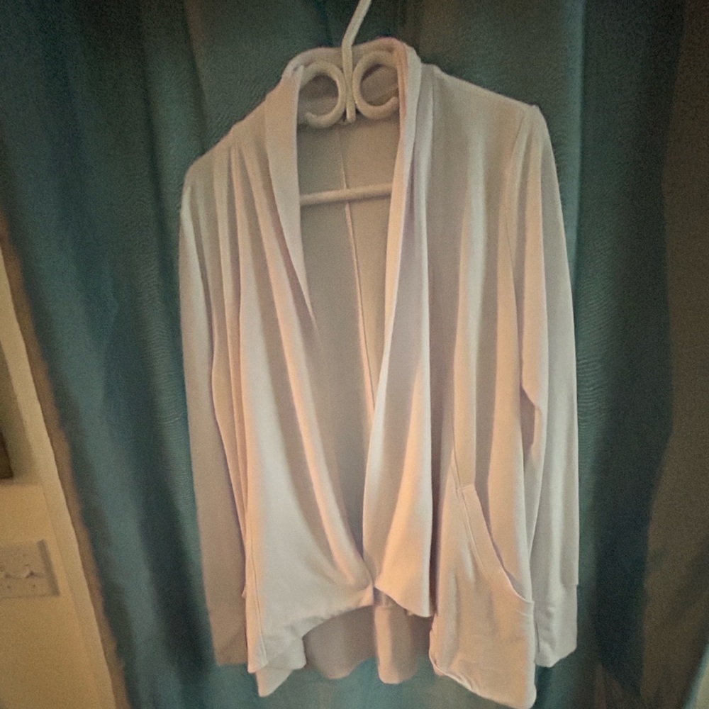 Shambhala Large White Open Front Cardigan with pockets